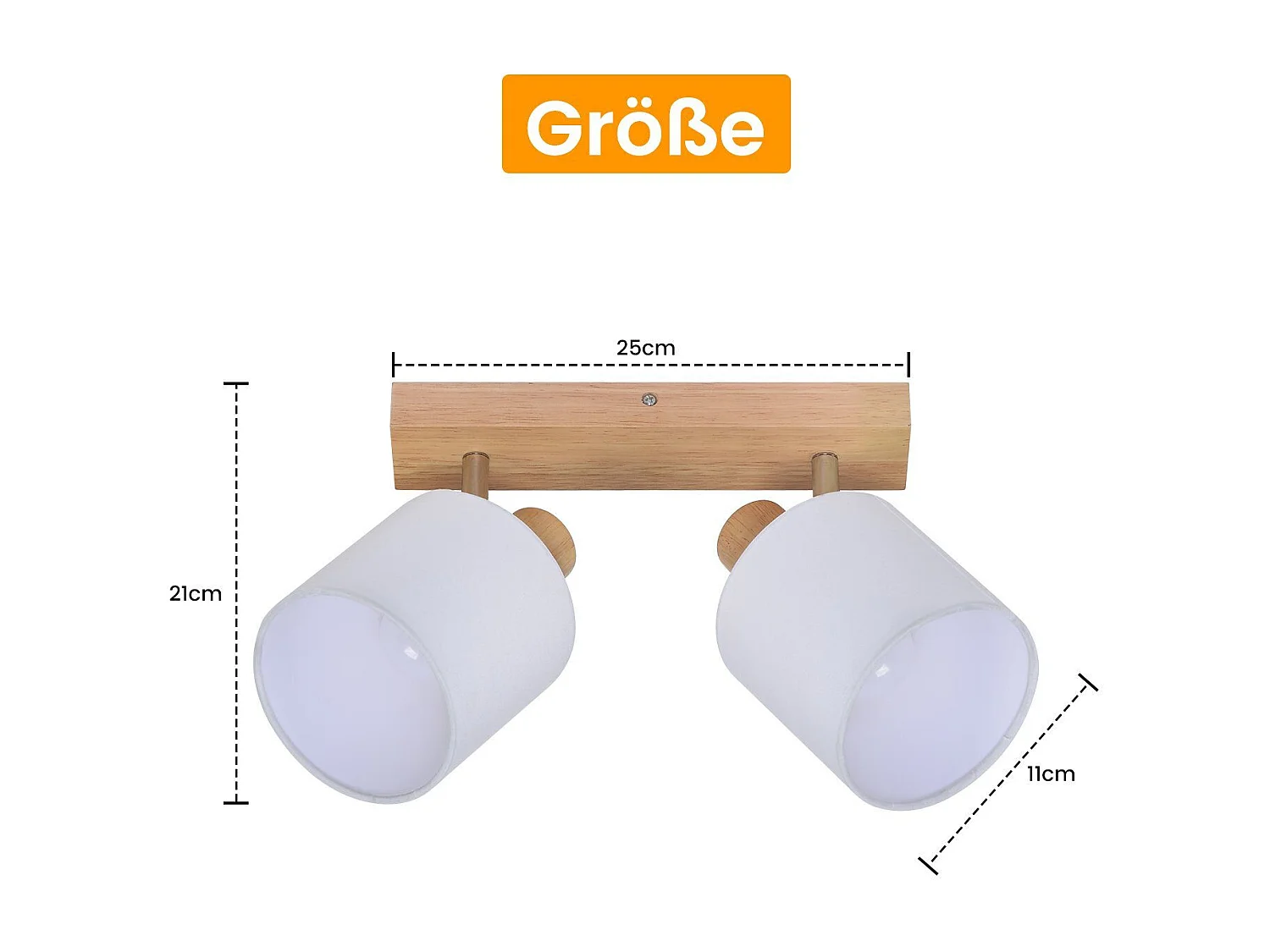 NETTLIFE 2 Spots de plafond plafonnier couloir mural en bois vintage orientable à 350°E14 MAX.25W lampe pour salon chambre cuisine (sans ampoule)