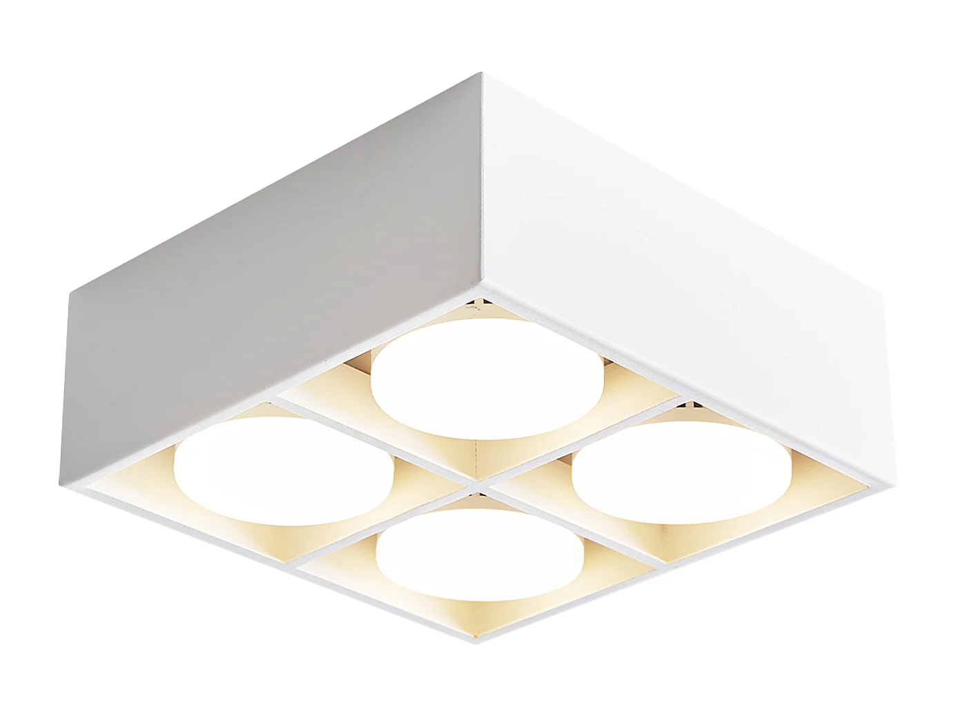 NETTLIFE 4 Spots de plafond LED en saillie orientables blanc chaud GX53 4x5W carrés modernes pour salon salle à manger bureau cuisine couloir