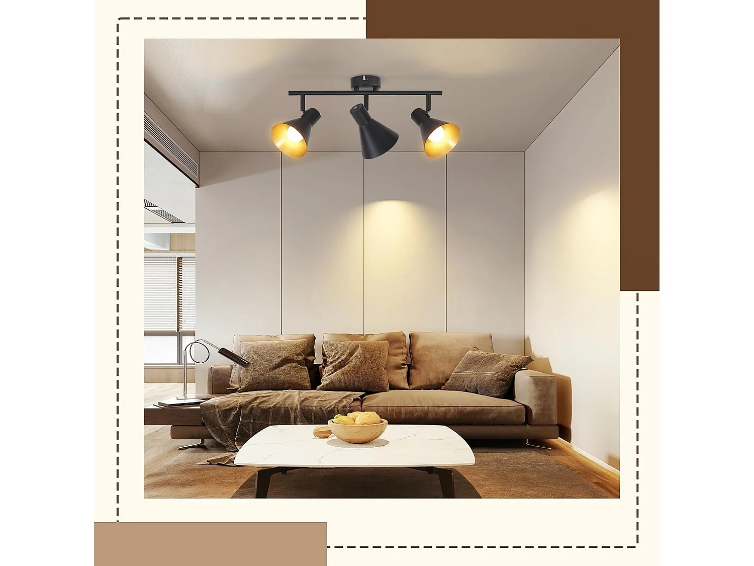 NETTLIFE Opbouwspot 3-lichts E14 Fitting zwart goud met creatief ontwerp 330° draaibar Plafondspot Vintage Keukenlamp