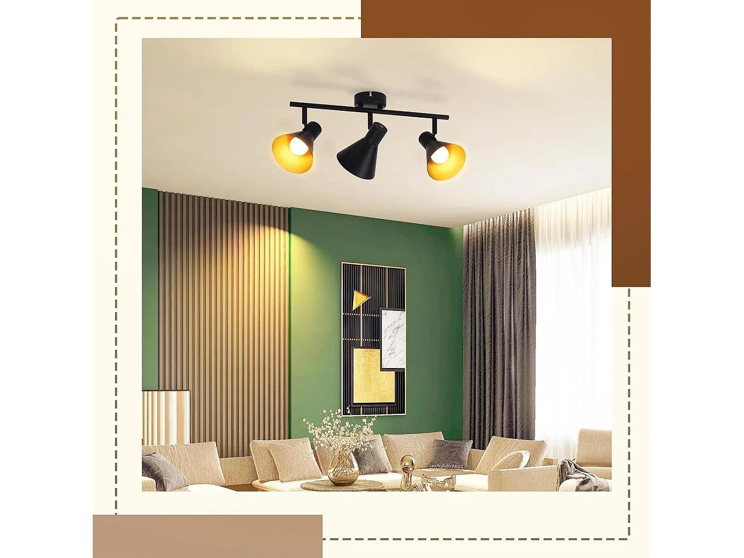 NETTLIFE Opbouwspot 3-lichts E14 Fitting zwart goud met creatief ontwerp 330° draaibar Plafondspot Vintage Keukenlamp