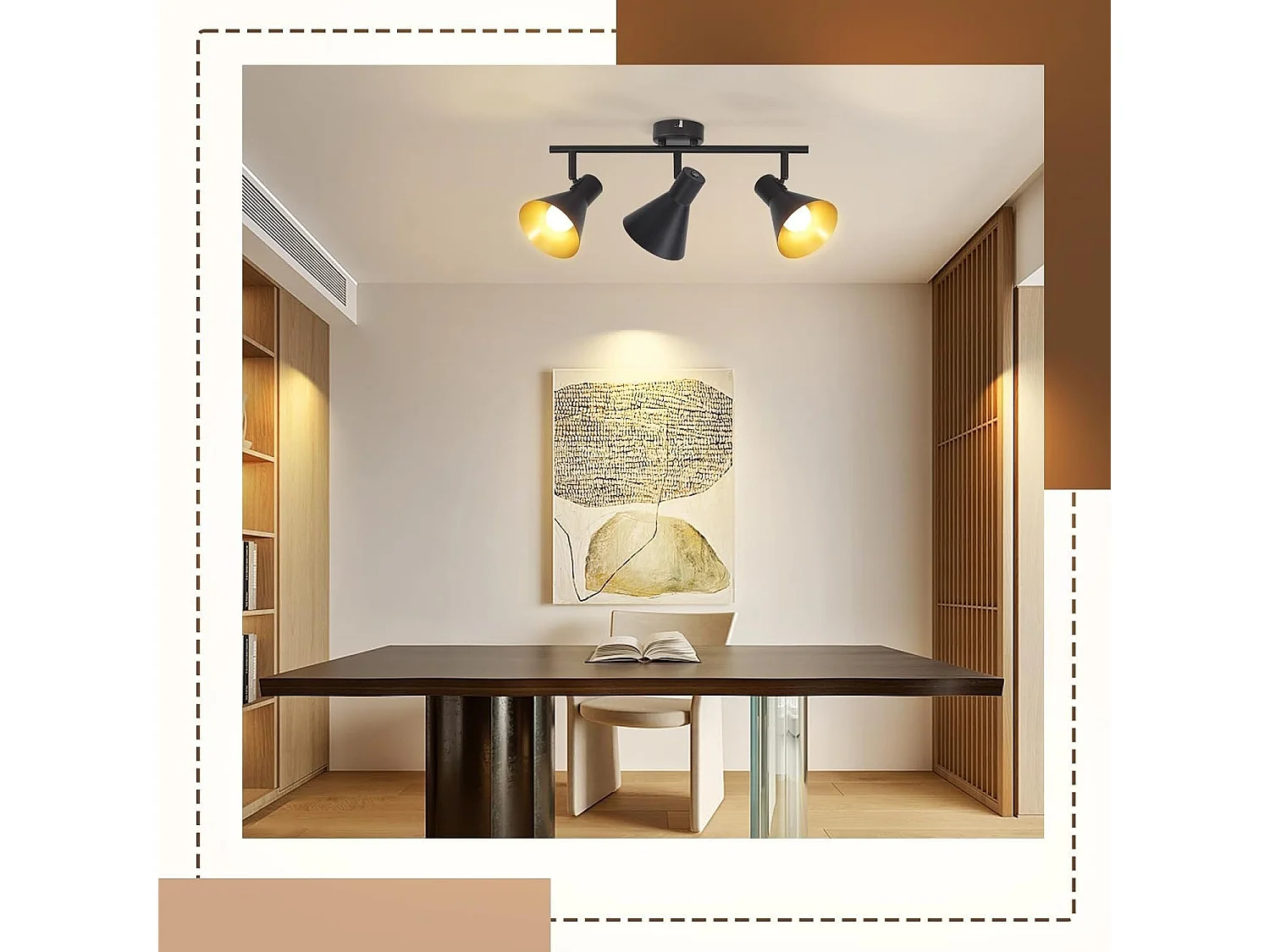 NETTLIFE 3 Spots de plafond cuisine noir vintage E14 pivotant à 350°spot industriel en métal pour salon chambre bureau couloir