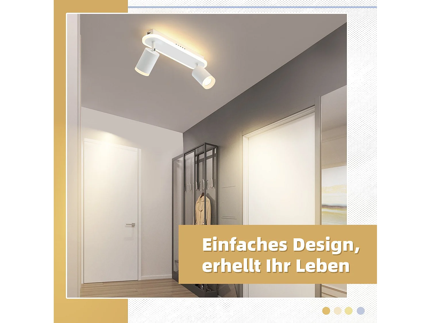 NETTLIFE 2 spots de plafond LED blanc chaud GU10 en métal orientables à 330° pour chambre couloir salle à manger cuisine salon