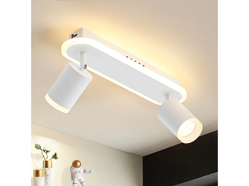 NETTLIFE 2 spots de plafond LED blanc chaud GU10 en métal orientables à 330° pour chambre couloir salle à manger cuisine salon
