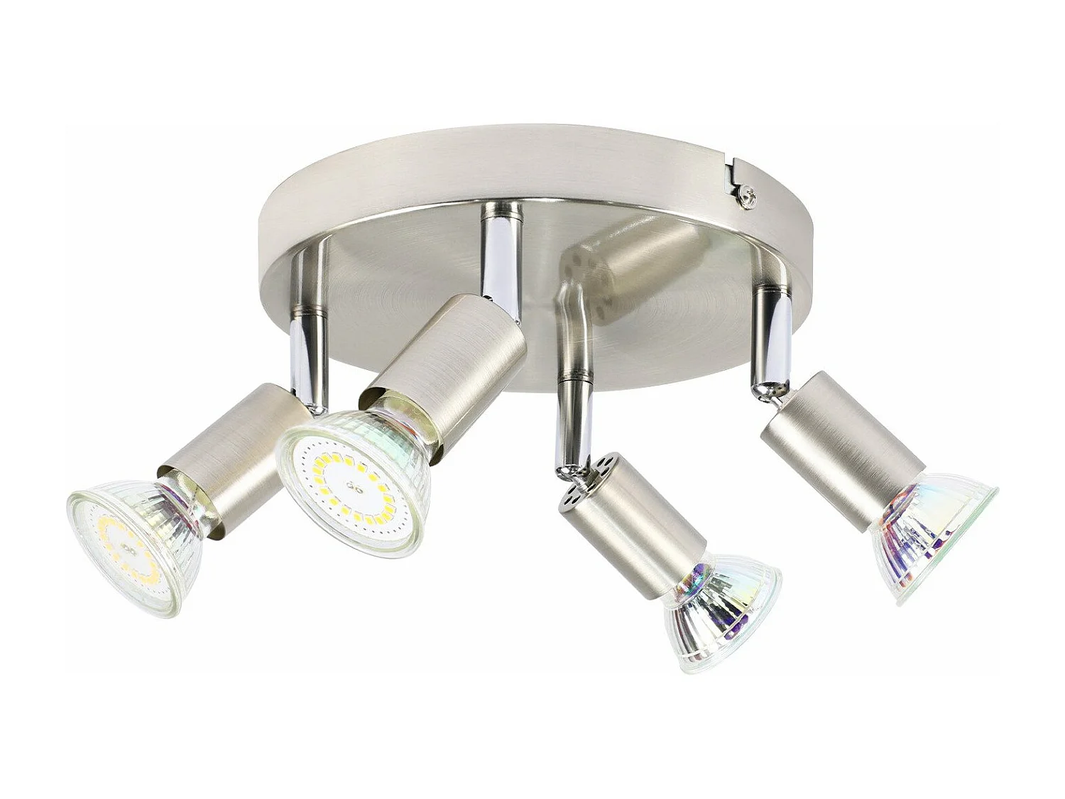 NETTLIFE Opbouwspot - rond - 4-Lichts - GU10 Fitting - nikkel - Moderne Plafondlamp - Plafondspot - voor Hal | Slaafkamer | Kantoor | Woonkamer - Zonder Lichtborn