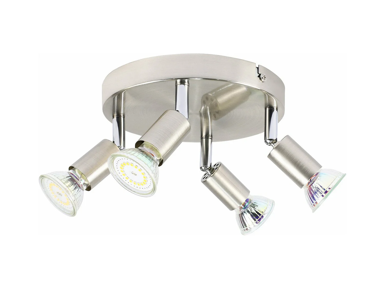NETTLIFE Opbouwspot - rond - 4-Lichts - GU10 Fitting - nikkel - Moderne Plafondlamp - Plafondspot - voor Hal | Slaafkamer | Kantoor | Woonkamer - Zonder Lichtborn