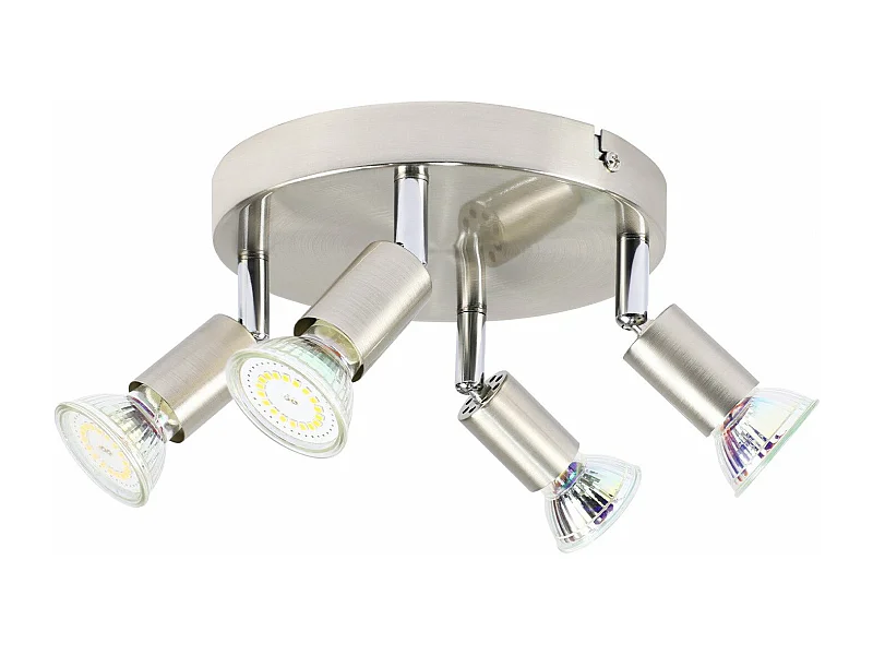 NETTLIFE 4 spots de plafond LED  orientables à 350° GU10 en métal nickel, lampe moderne pour salon chambre cuisine salle à manger couloir max 4x25W