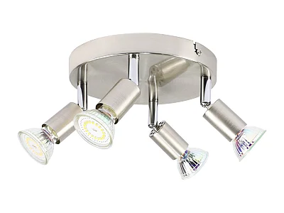 NETTLIFE Opbouwspot - rond - 4-Lichts - GU10 Fitting - nikkel - Moderne Plafondlamp - Plafondspot - voor Hal | Slaafkamer | Kantoor | Woonkamer - Zonder Lichtborn