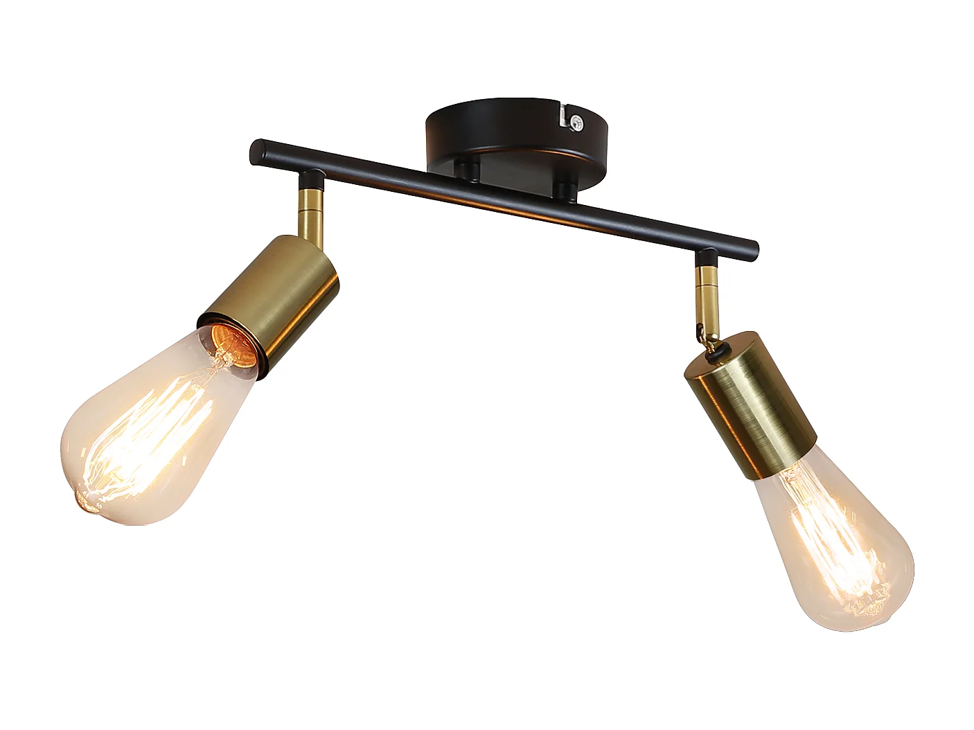 NETTLIFE 2 spots de plafond vintage E27 lampe de couloir noir et or plafond pivotant 360° industriel moderne pour cuisine couloir couloirs