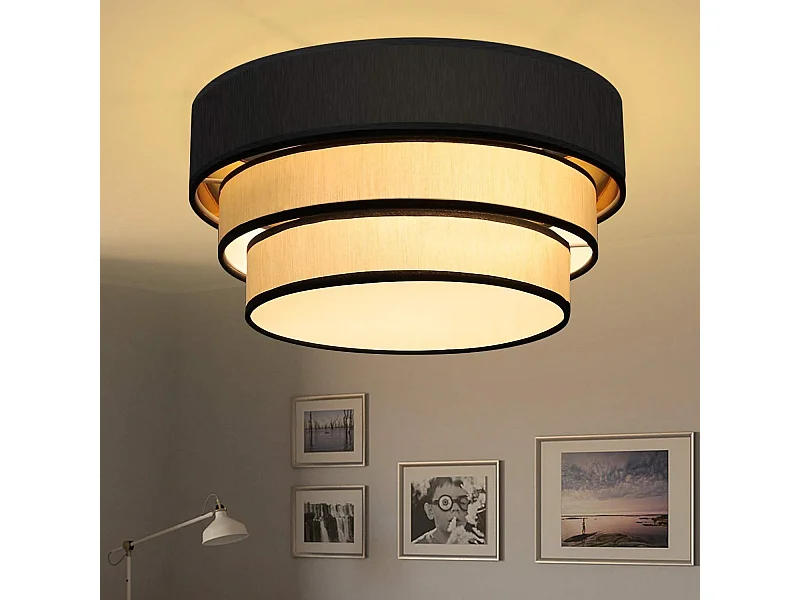 NETTLIFE Okrągła lampa sufitowa Ø 40 cm do salonu z nowoczesnej tkaniny, abażur do sypialni i jadalni, lampa materiałowa E27 max 40W