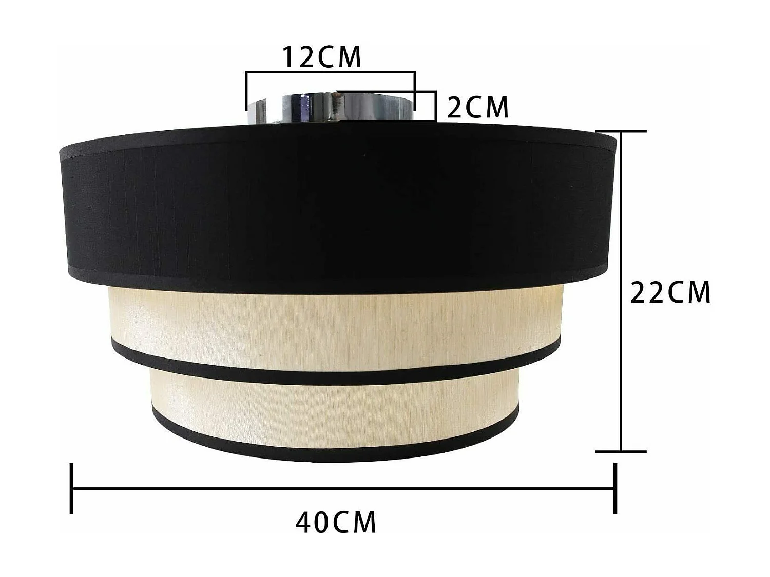 NETTLIFE Plafonnier rond Ø 40 cm pour salon en tissu moderne, abat-jour pour chambre à coucher et salle à manger, lumière en tissu E27 max 40W