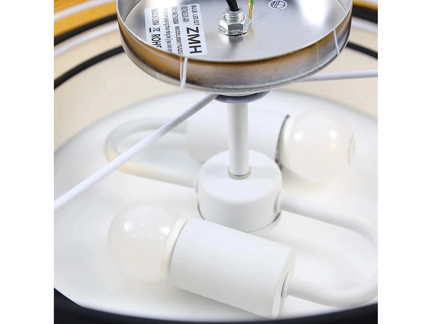 NETTLIFE Plafonnier rond Ø 40 cm pour salon en tissu moderne, abat-jour pour chambre à coucher et salle à manger, lumière en tissu E27 max 40W