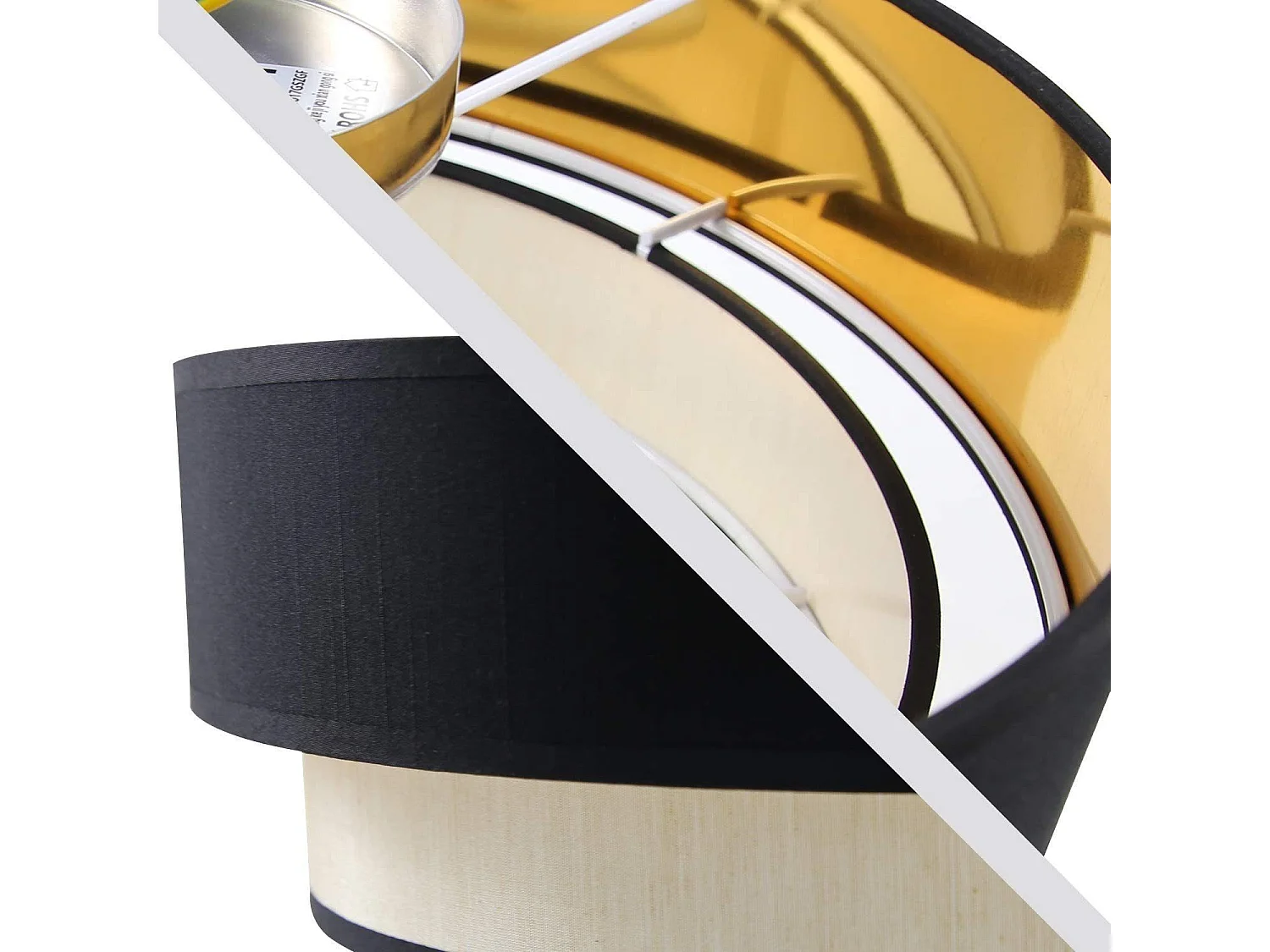 NETTLIFE Plafonnier rond Ø 40 cm pour salon en tissu moderne, abat-jour pour chambre à coucher et salle à manger, lumière en tissu E27 max 40W