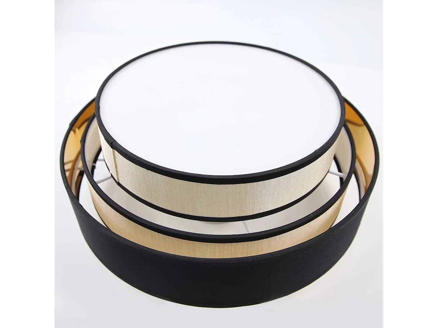 NETTLIFE Plafonnier rond Ø 40 cm pour salon en tissu moderne, abat-jour pour chambre à coucher et salle à manger, lumière en tissu E27 max 40W