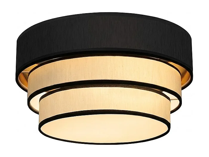 NETTLIFE Plafonnier rond Ø 40 cm pour salon en tissu moderne, abat-jour pour chambre à coucher et salle à manger, lumière en tissu E27 max 40W