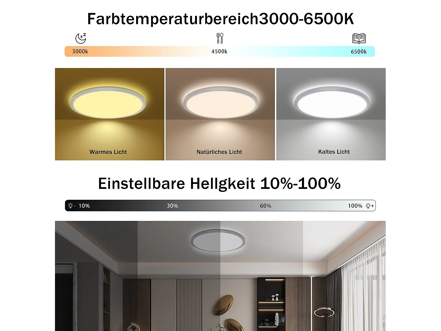 NETTLIFE Weiße LED-Deckenleuchte, 30 cm, RGB, mit Fernbedienung, 28 W, runde Farbwechsel-Badezimmerlampe für Schlafzimmer, Badezimmer, Küche
