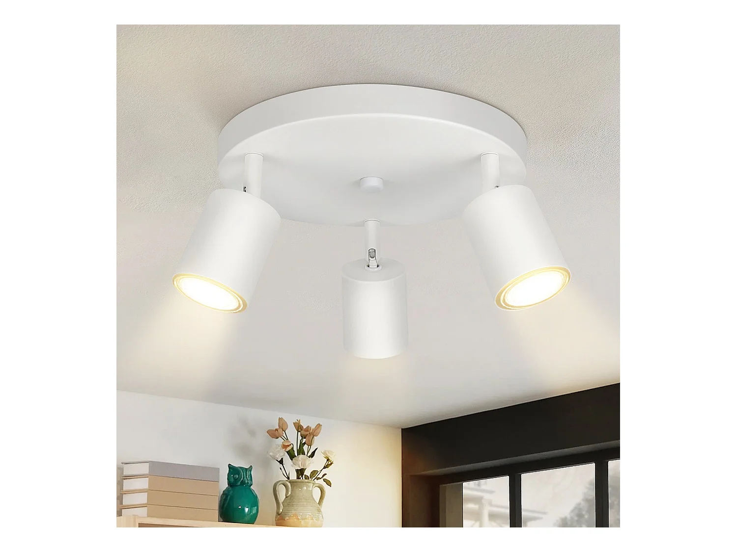 NETTLIFE 3 Spots de plafond couloir salon blanc rond GU10 en métal orientables design pour chambre cuisine
