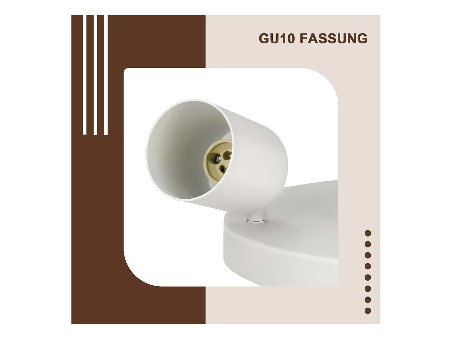 3 weiße runde Gu10-Deckenstrahler aus Metall, verstellbar, Design, für Flur, Wohnzimmer, Schlafzimmer, Küche