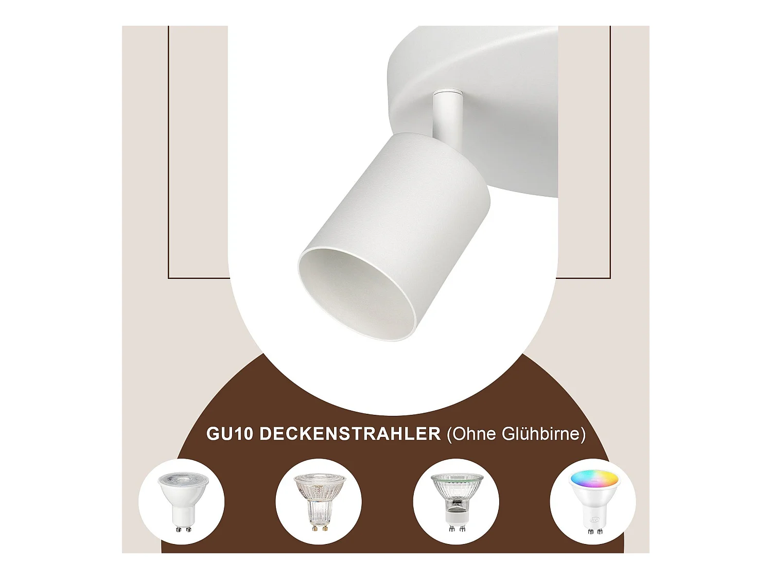3 weiße runde Gu10-Deckenstrahler aus Metall, verstellbar, Design, für Flur, Wohnzimmer, Schlafzimmer, Küche