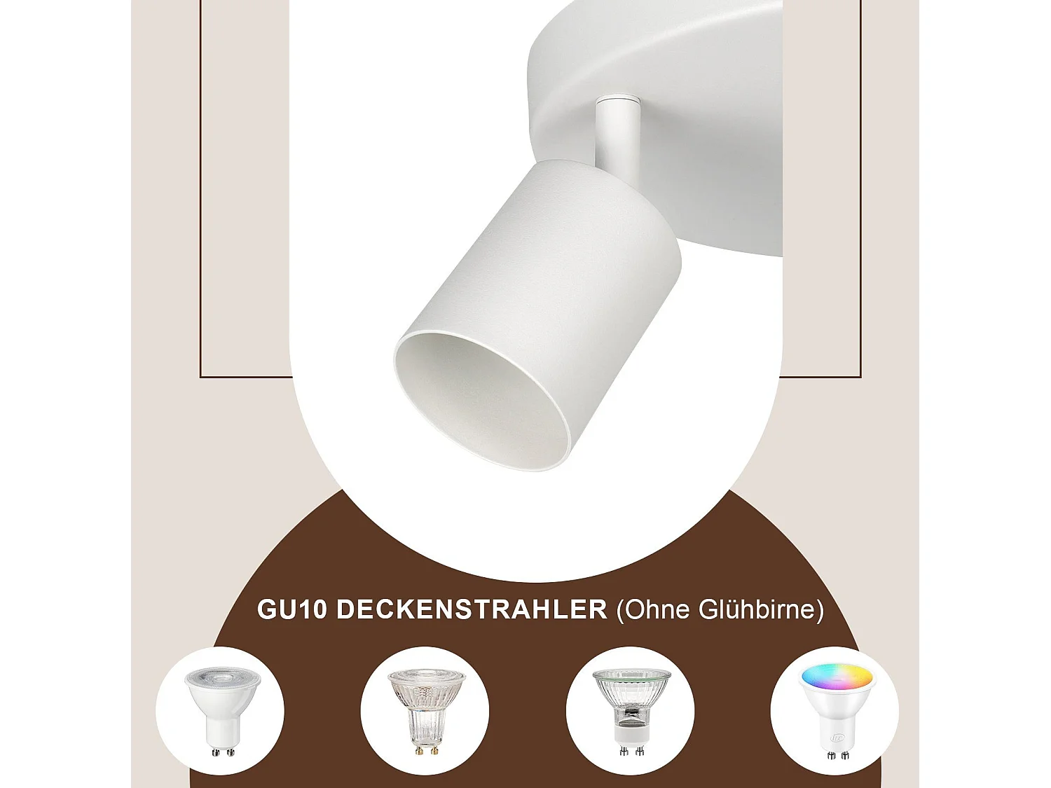 NETTLIFE 3 Spots de plafond couloir salon blanc rond GU10 en métal orientables design pour chambre cuisine