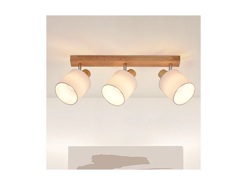 NETTLIFE 3 moderne Deckenstrahler aus Holz, 350° drehbar, E14 MAX.25W, Wandlampe für Wohnzimmer, Schlafzimmer, Küche (ohne Glühbirne)