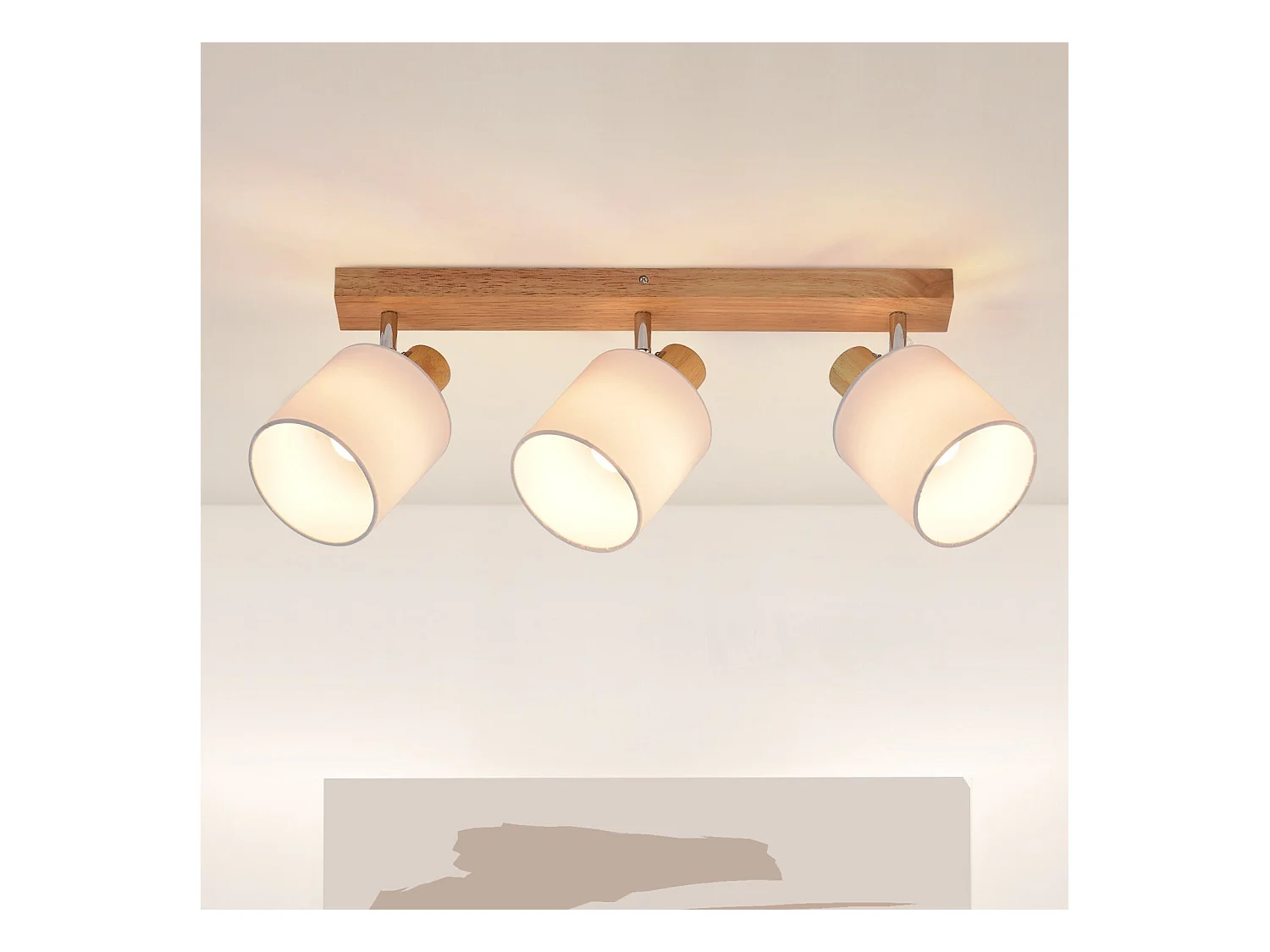 NETTLIFE 3 Spots de Plafond Couloir Mural Moderne en Bois Pivotant à 350°E14 MAX.25W Lampe pour Salon Chambre Cuisine (sans Ampoule)