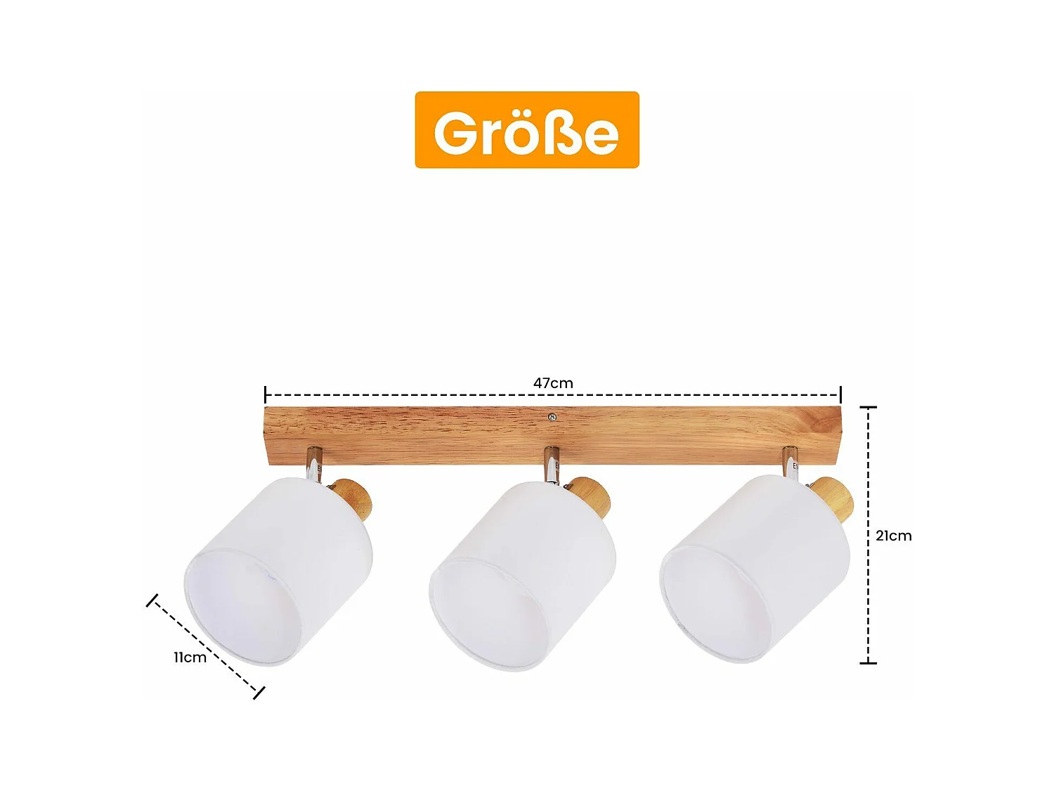 NETTLIFE 3 Spots de Plafond Couloir Mural Moderne en Bois Pivotant à 350°E14 MAX.25W Lampe pour Salon Chambre Cuisine (sans Ampoule)