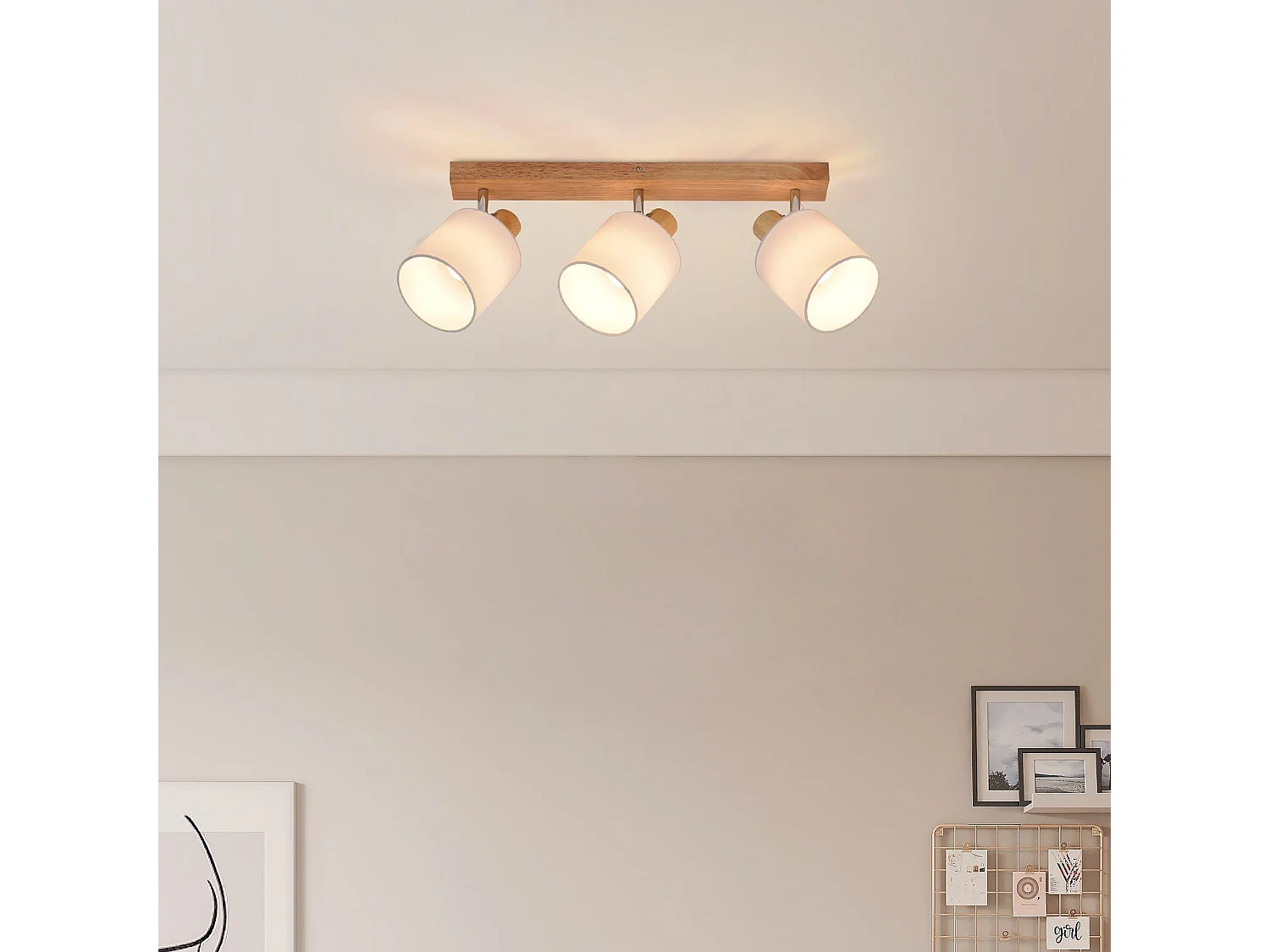 NETTLIFE 3 moderne Deckenstrahler aus Holz, 350° drehbar, E14 MAX.25W, Wandlampe für Wohnzimmer, Schlafzimmer, Küche (ohne Glühbirne)