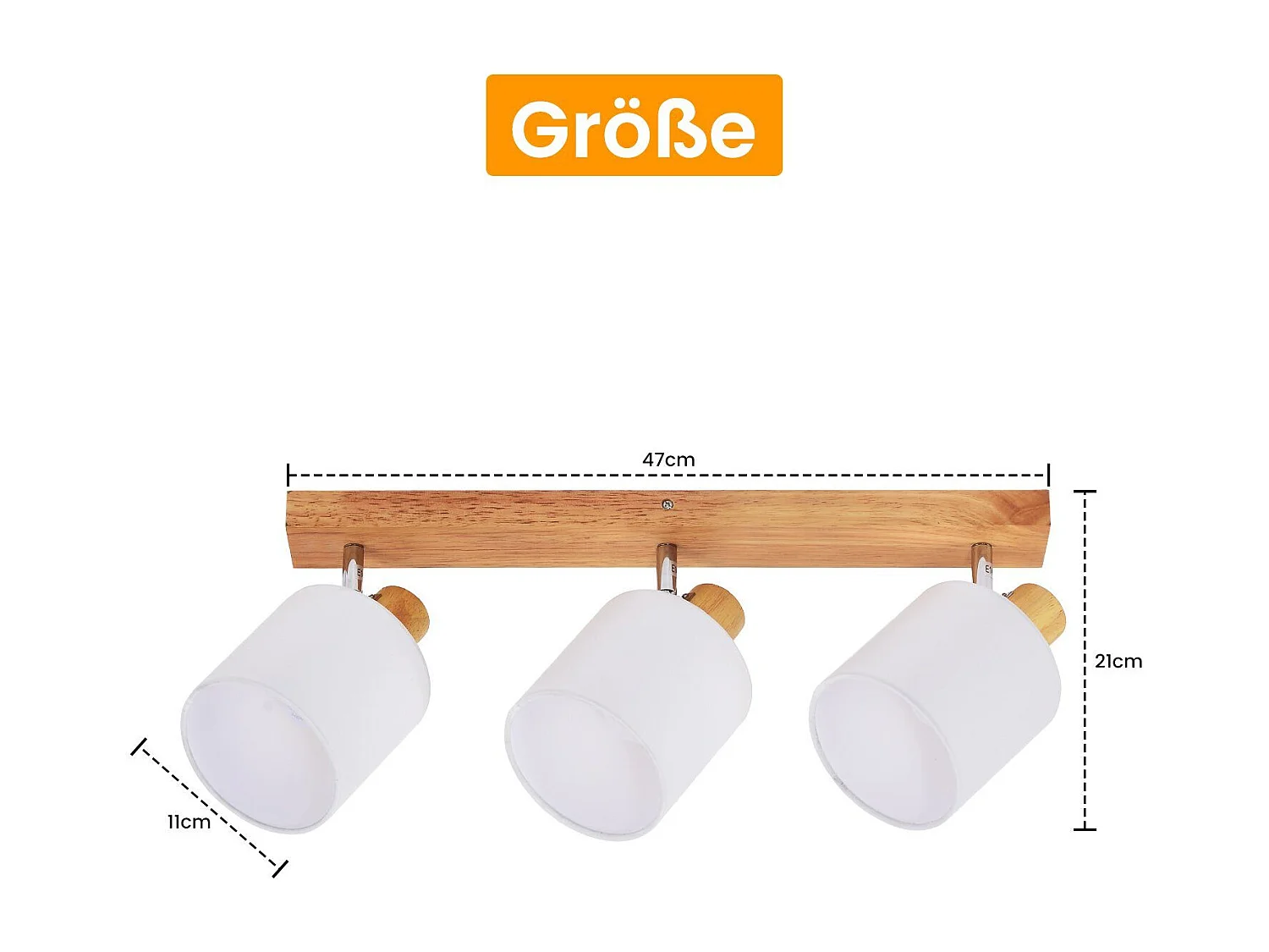 NETTLIFE 3 Reflektory Sufitowe Nowoczesny Korytarz Ścienny Drewniany Obrotowy 350° E14 MAX.25W Lampa do Salonu Sypialnia Kuchnia (Bez Żarówki)