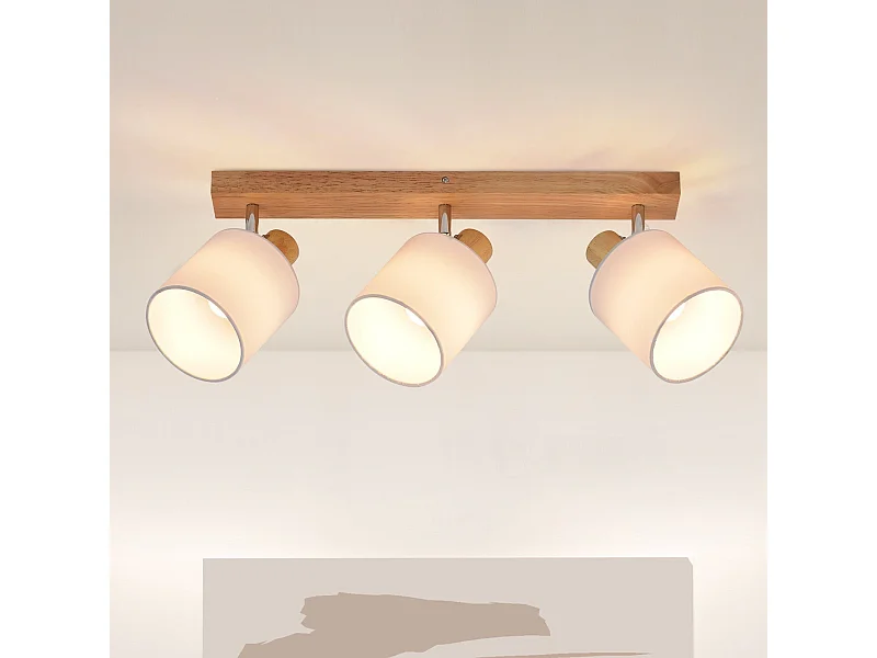 NETTLIFE 3 Spots de Plafond Couloir Mural Moderne en Bois Pivotant à 350°E14 MAX.25W Lampe pour Salon Chambre Cuisine (sans Ampoule)