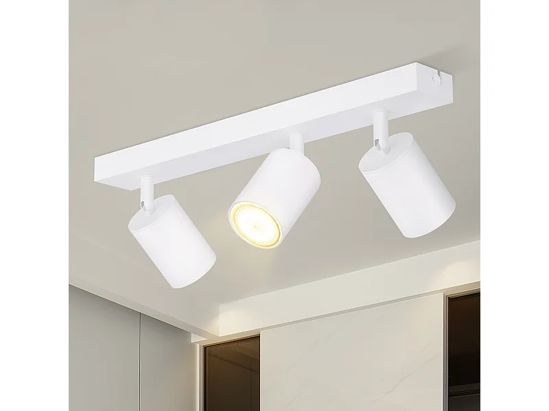 NETTLIFE 3 Spots Max.25w GU10 Plafond Blanc Pivotant à 350° Lampe de Couloir Moderne Applique Murale Industrielle pour Salon Chambre Cuisine