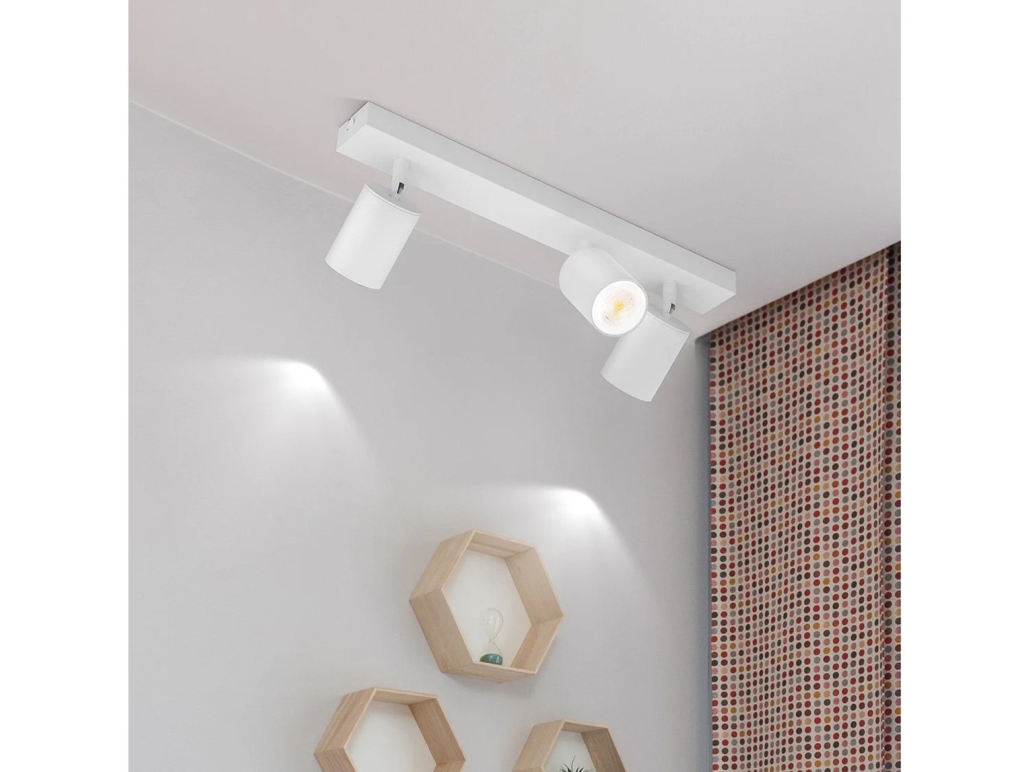 NETTLIFE 3 Focos Max.25w GU10 Techo Blanco Giratorio de 350° Lámpara de Moderna Aplique de Pared Industrial para Sala de Estar Dormitorio