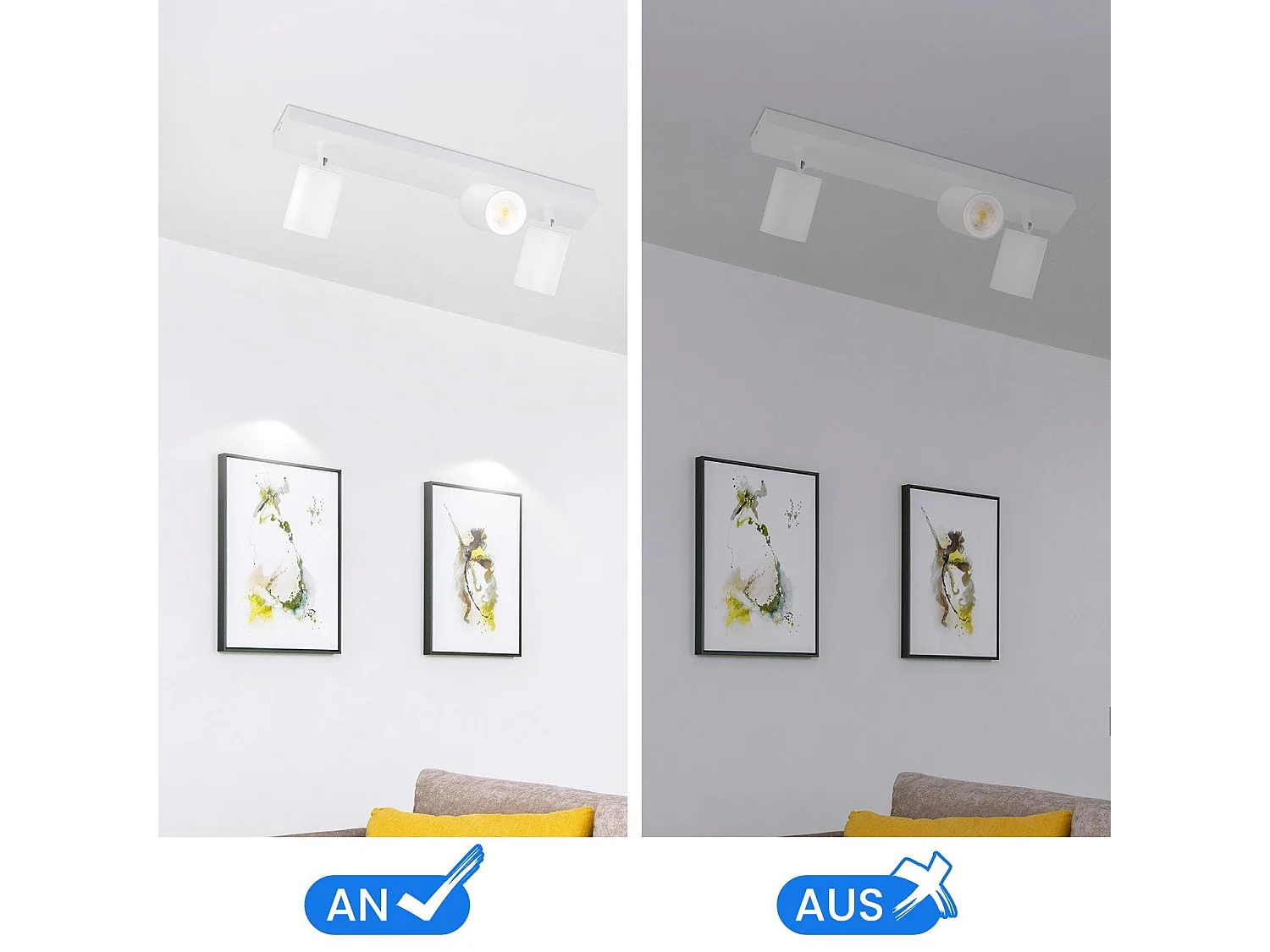 NETTLIFE 3 Focos Max.25w GU10 Techo Blanco Giratorio de 350° Lámpara de Moderna Aplique de Pared Industrial para Sala de Estar Dormitorio