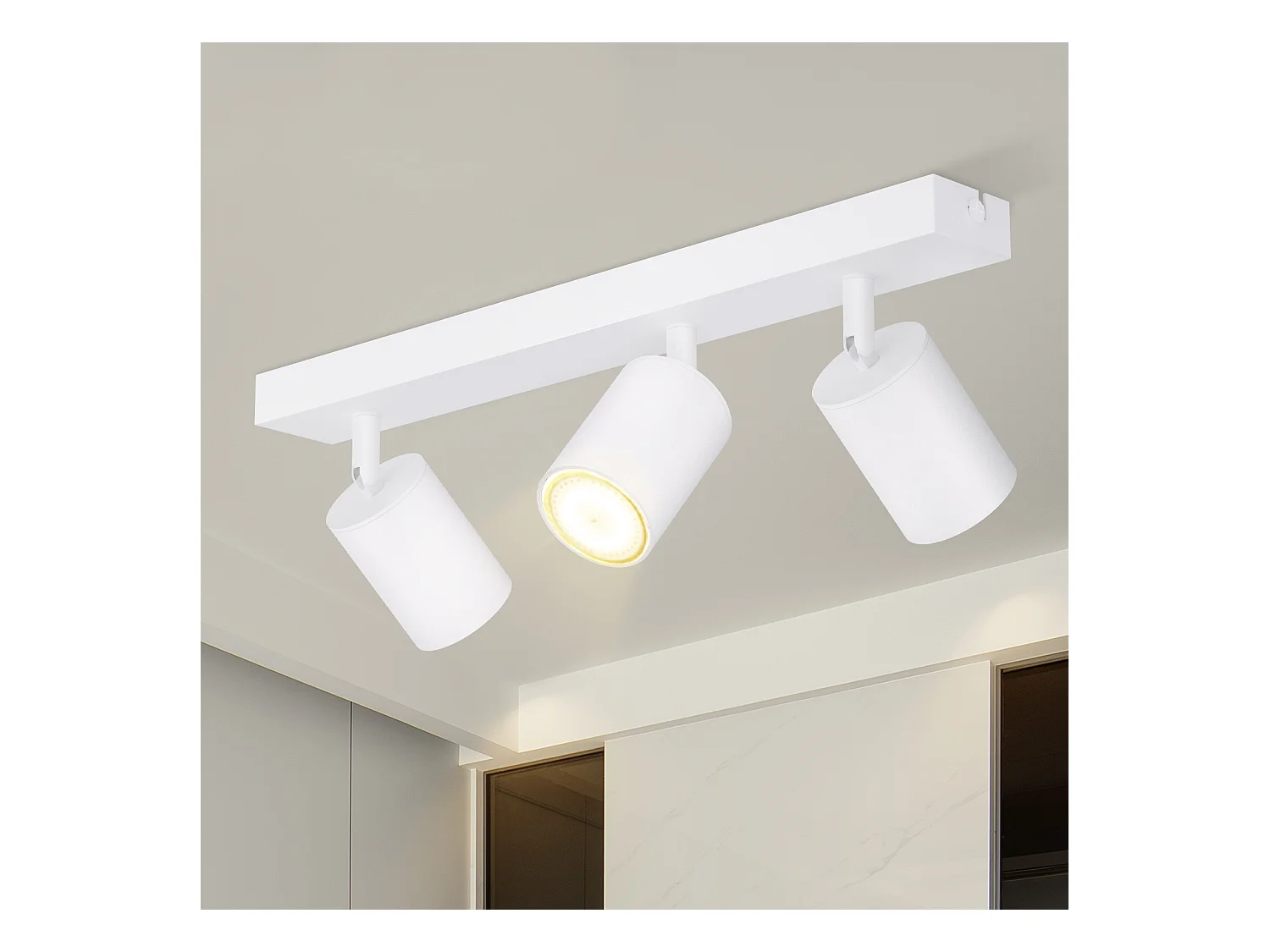 NETTLIFE 3 Spots Max.25w GU10 Plafond Blanc Pivotant à 350° Lampe de Couloir Moderne Applique Murale Industrielle pour Salon Chambre Cuisine