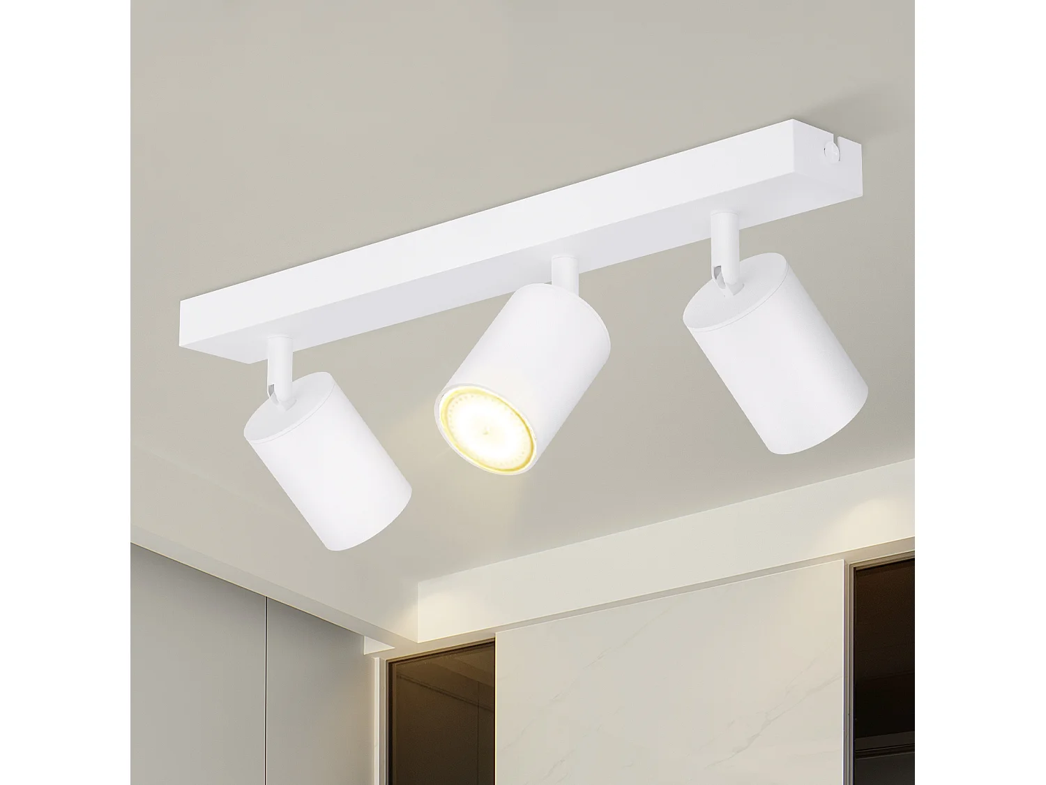 NETTLIFE 3 Spots Max.25w GU10 Plafond Blanc Pivotant à 350° Lampe de Couloir Moderne Applique Murale Industrielle pour Salon Chambre Cuisine