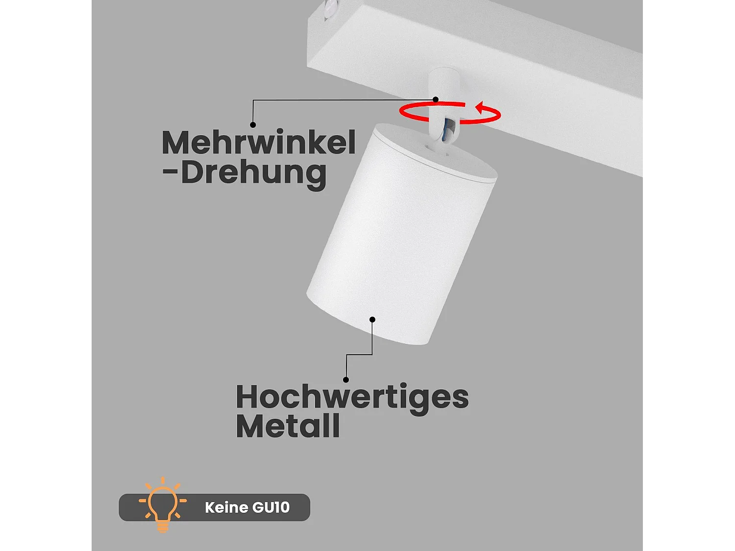 NETTLIFE 3 Spots Max.25w GU10 Plafond Blanc Pivotant à 350° Lampe de Couloir Moderne Applique Murale Industrielle pour Salon Chambre Cuisine