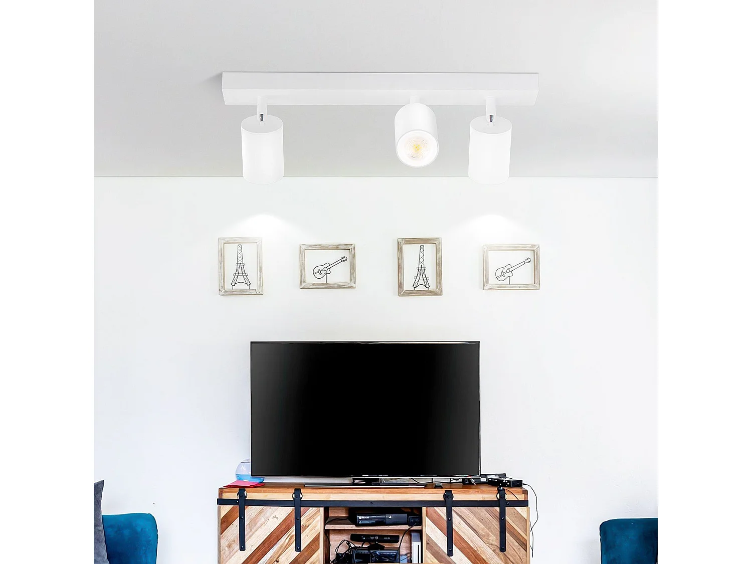 NETTLIFE 3 Spots Max.25w GU10 Plafond Blanc Pivotant à 350° Lampe de Couloir Moderne Applique Murale Industrielle pour Salon Chambre Cuisine