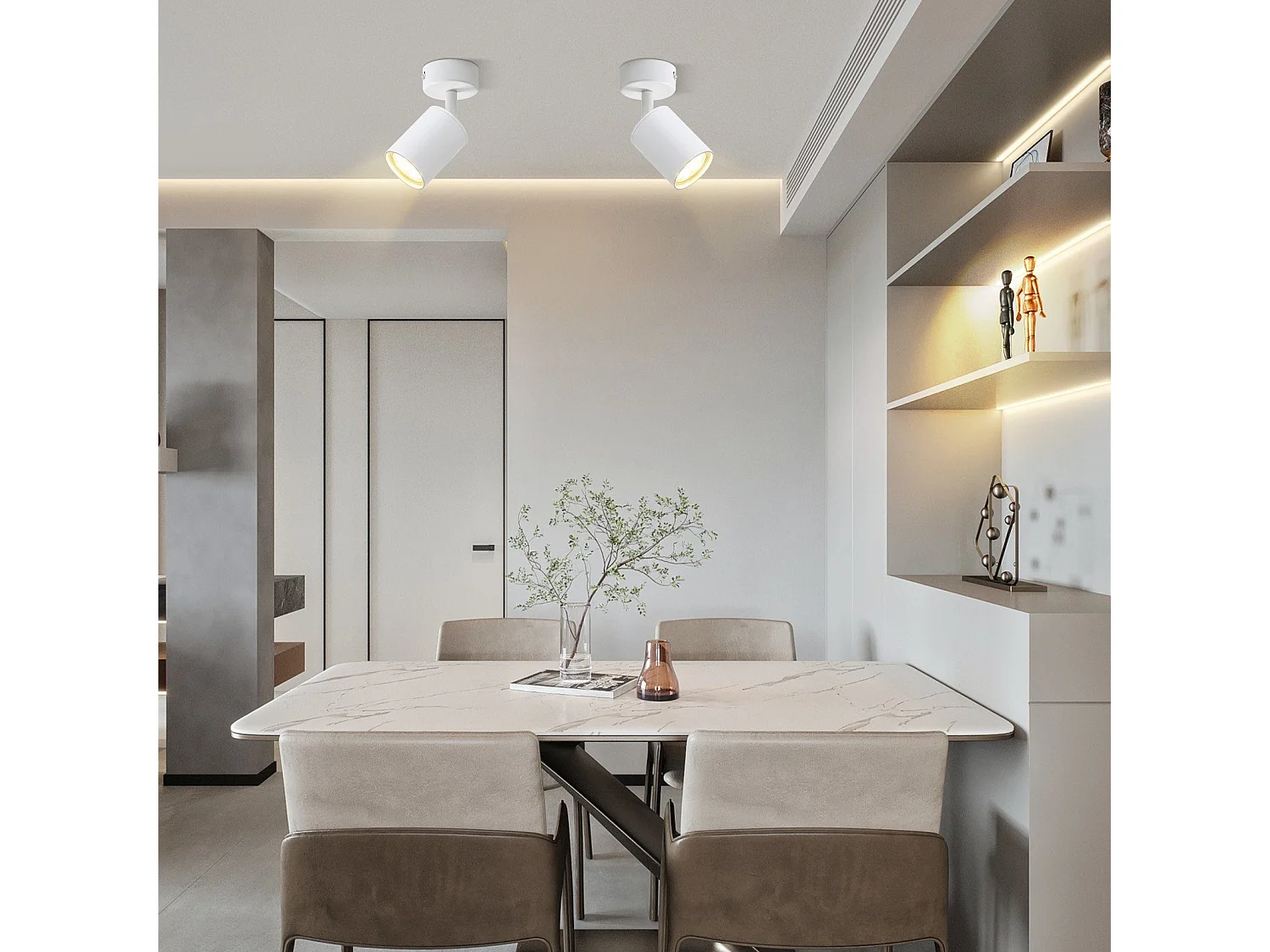 NETTLIFE Spot LED Blanc GU10 Pivotant 330°Orientable Lampe de Couloir Moderne Spot Mural Industriel pour Salon Chambre Cuisine