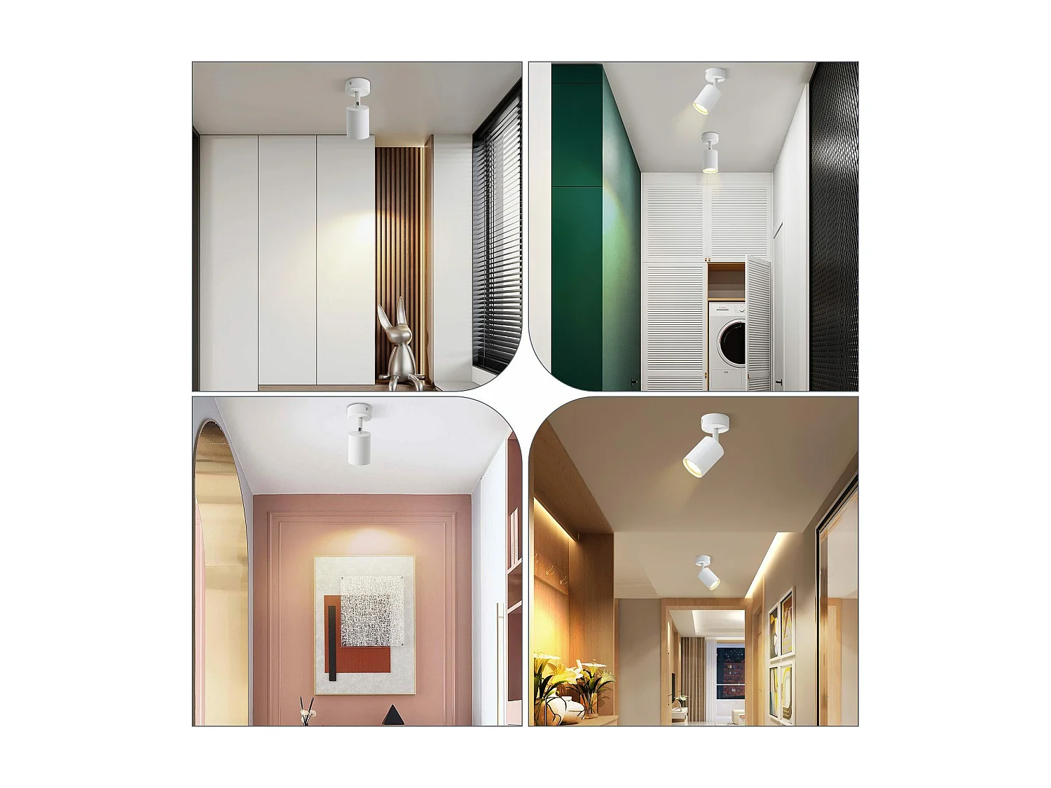 NETTLIFE Spot LED Blanc GU10 Pivotant 330°Orientable Lampe de Couloir Moderne Spot Mural Industriel pour Salon Chambre Cuisine