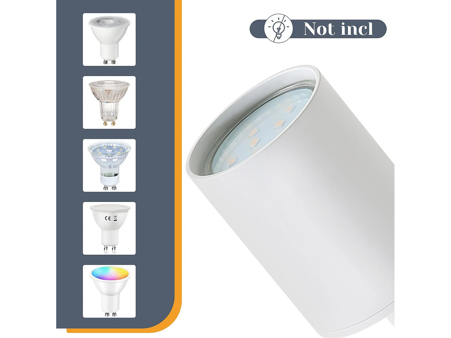 Nettlife Spot LED Blanc GU10 Pivotant 330°Orientable Lampe de Couloir Moderne Spot Mural Industriel pour Salon Chambre Cuisine – Source de lumière remplaçable