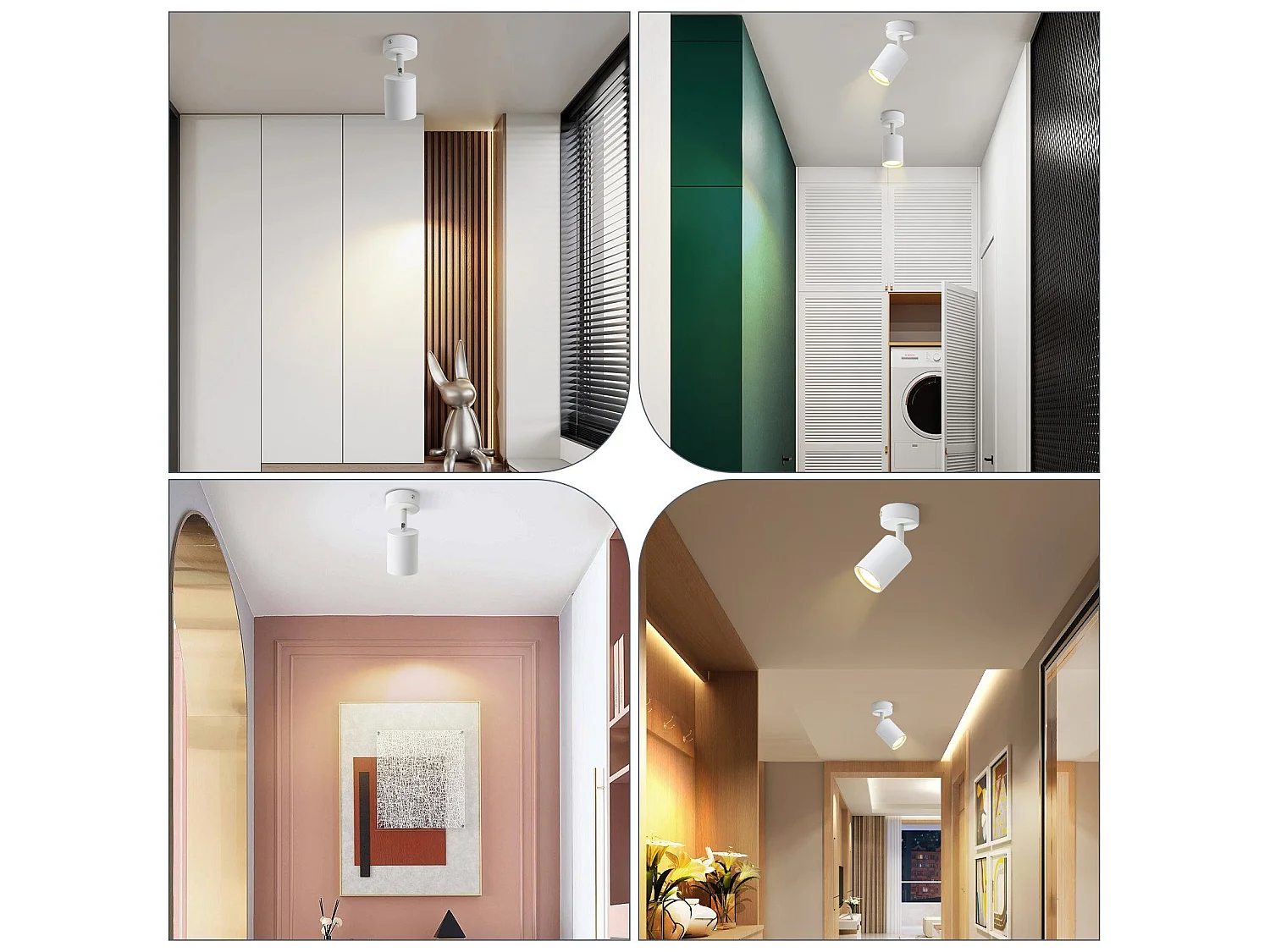 Nettlife Spot LED Blanc GU10 Pivotant 330°Orientable Lampe de Couloir Moderne Spot Mural Industriel pour Salon Chambre Cuisine – Source de lumière remplaçable