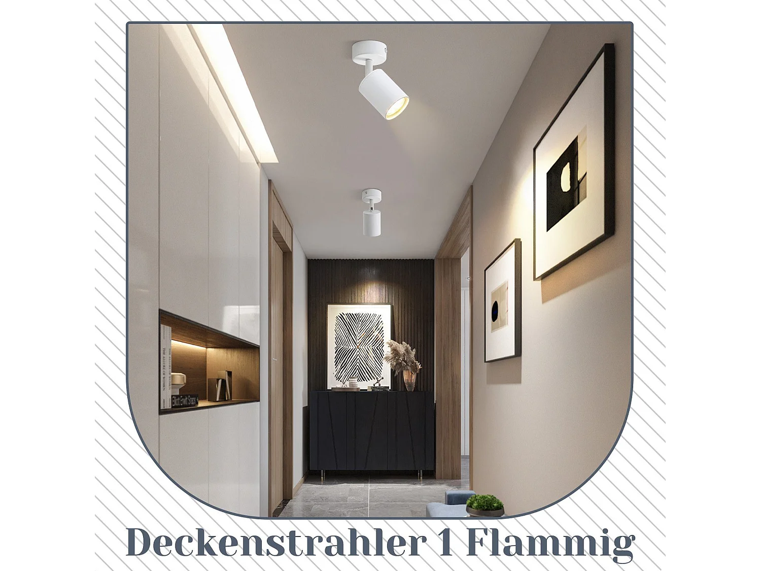 Nettlife Spot LED Blanc GU10 Pivotant 330°Orientable Lampe de Couloir Moderne Spot Mural Industriel pour Salon Chambre Cuisine – Source de lumière remplaçable