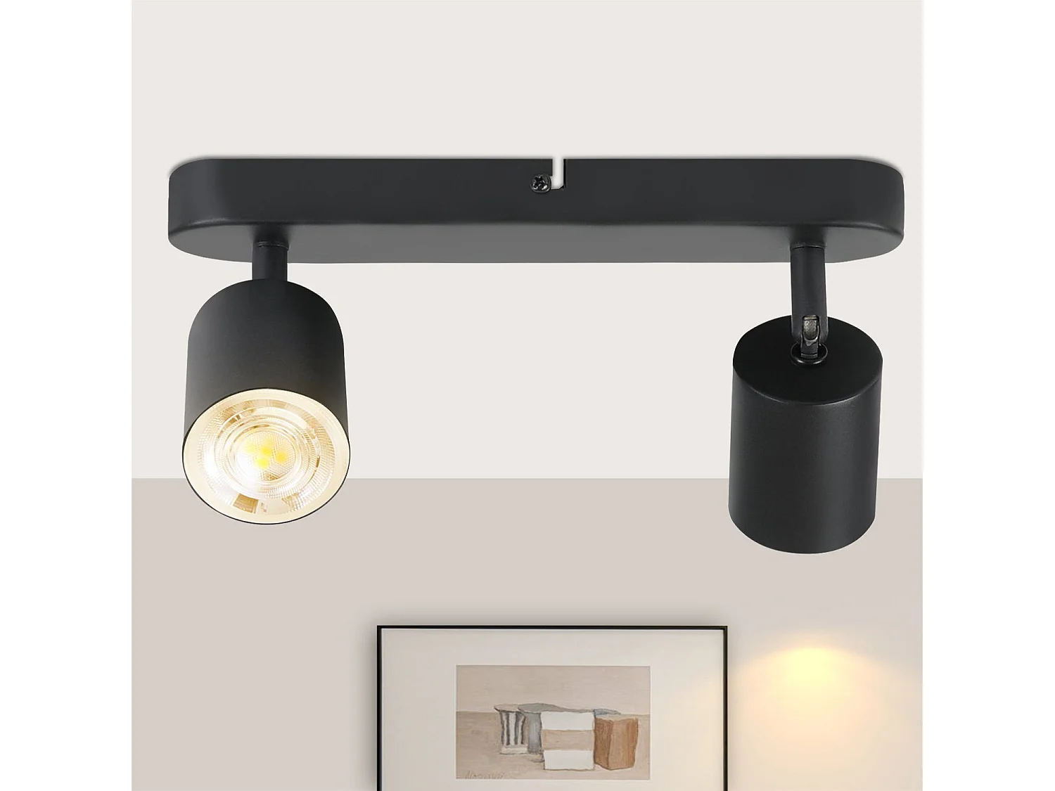 NETTLIFE Opbouwspot - plafondspot met 2 lichtpunten - spots - zwart Plafondlamp - L 26.5 cm - draaibar - kantelbaar - GU10 fitting - plafoniere - excl. GU10