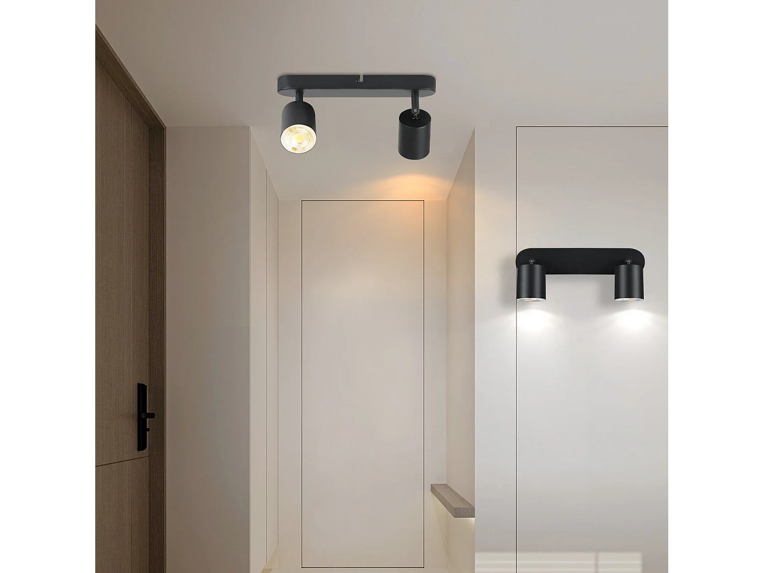 NETTLIFE Opbouwspot - plafondspot met 2 lichtpunten - spots - zwart Plafondlamp - L 26.5 cm - draaibar - kantelbaar - GU10 fitting - plafoniere - excl. GU10