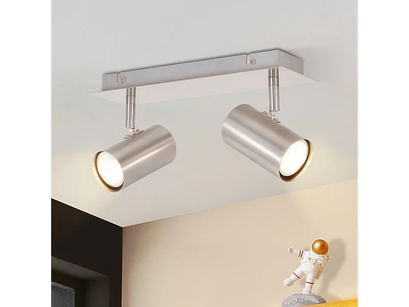 NETTLIFE 2er GU10 Deckenspots 330° schwenkbar Nickel für Innen Flur Moderner Wandstrahler für Küche Schlafzimmer Wohnzimmer Ohne Leuchtmittel