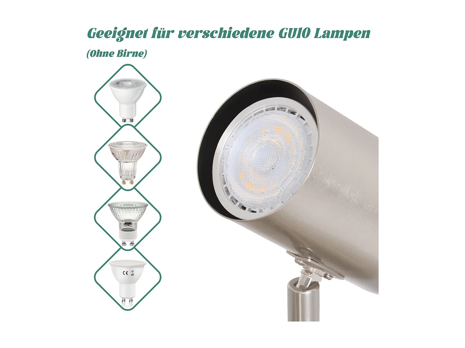 NETTLIFE 2 Spots de plafond GU10 orientables à 330°nickel pour couloir intérieur spot mural moderne pour cuisine chambre salon sans ampoule