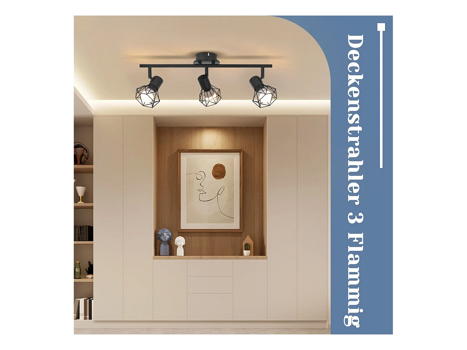 NETTLIFE 3 Spots de plafond noir E14 rétro orientables à 350° industriel en métal pour chambre salon bureau couloir cuisine Sans ampoules