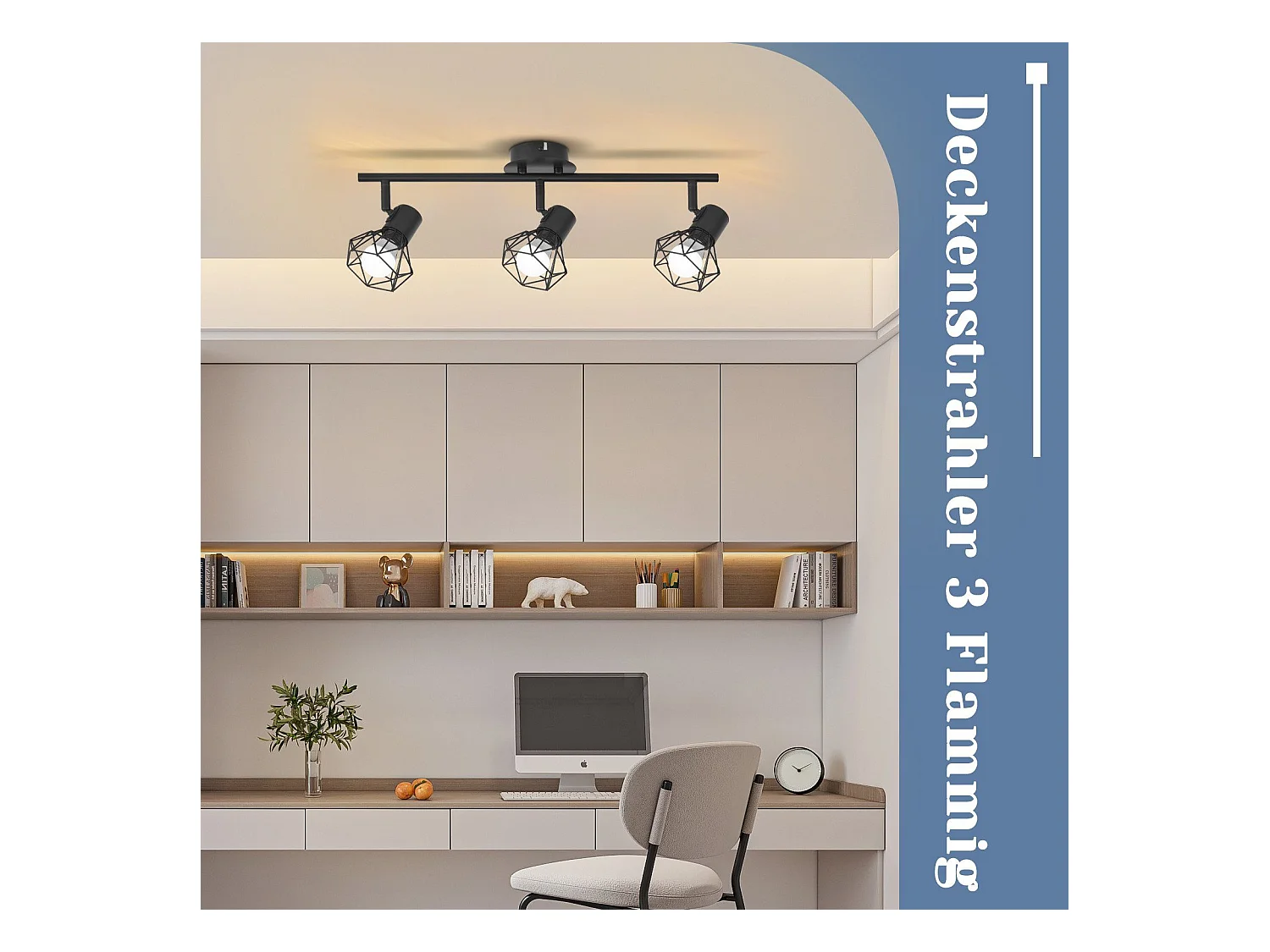 NETTLIFE 3 Spots de plafond noir E14 rétro orientables à 350° industriel en métal pour chambre salon bureau couloir cuisine Sans ampoules