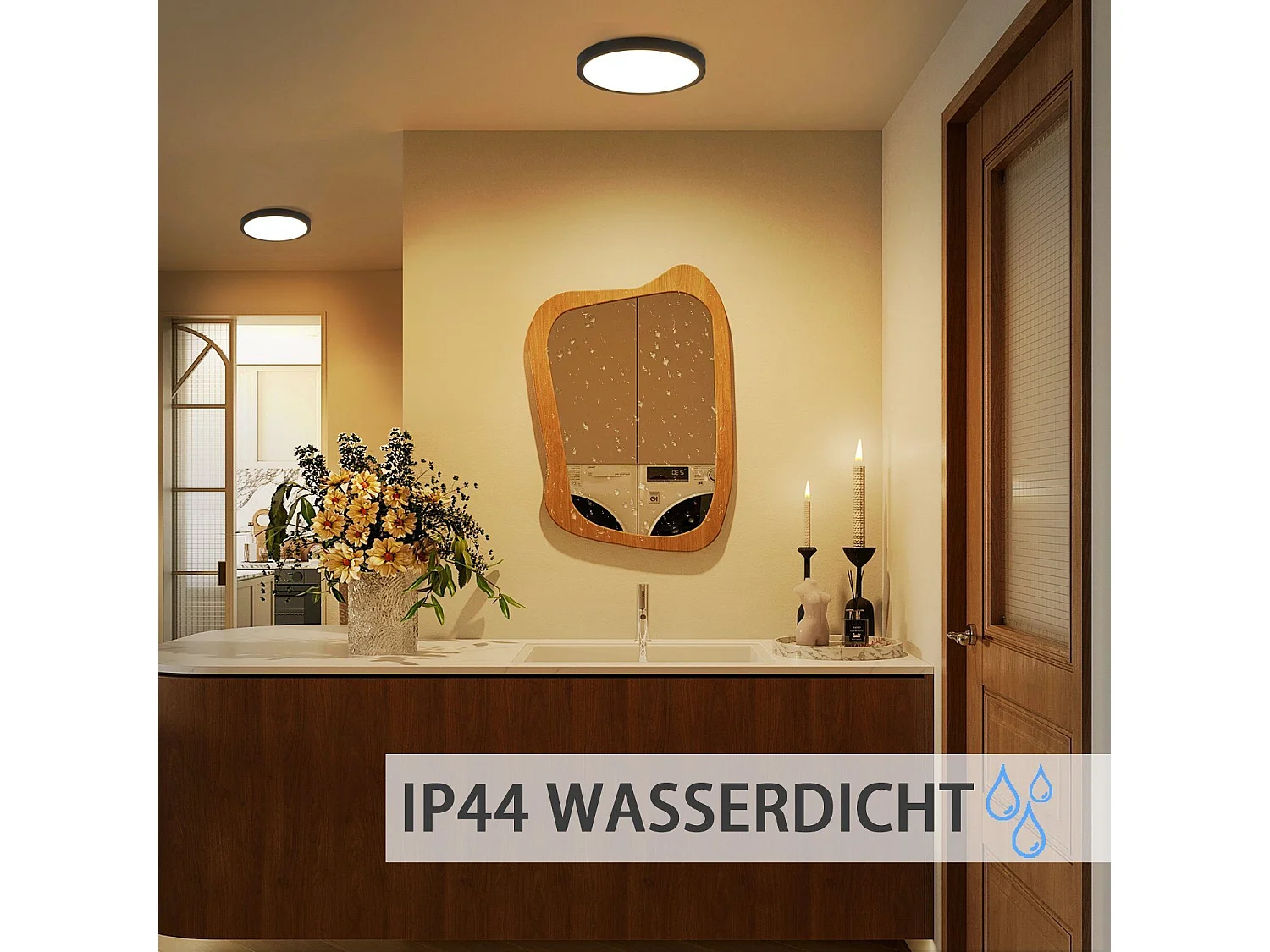 NETTLIFE LED plafondlamp platte lamp ronde zwarte lamp 15W badkamerlamp IP44 warm witte lamp diameter 18cm voor slaapkamer