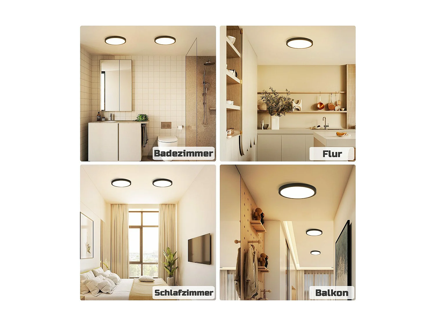 NETTLIFE LED plafondlamp platte lamp ronde zwarte lamp 15W badkamerlamp IP44 warm witte lamp diameter 18cm voor slaapkamer