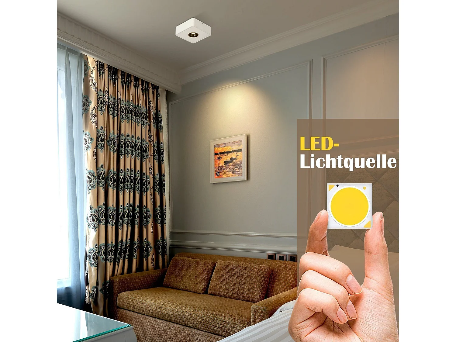 NETTLIFE Spots LED, Blanc, 7 W, Blanc Chaud, Spot de Plafond Moderne, Spot Plat et Carré pour Couloir, Cuisine, Salle à Manger